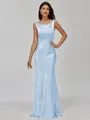 Impeccable Sheath Scoop Floor-Length Silk Like Satin Bridesmaid Dress