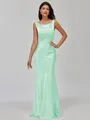 Impeccable Sheath Scoop Floor-Length Silk Like Satin Bridesmaid Dress
