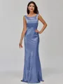 Impeccable Sheath Scoop Floor-Length Silk Like Satin Bridesmaid Dress