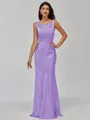 Impeccable Sheath Scoop Floor-Length Silk Like Satin Bridesmaid Dress