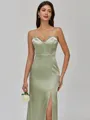 Stunning Sheath Spaghetti Straps Floor-Length Silk Like Satin Corset Bridesmaid Dress