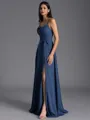 Radiant A-line Spaghetti Straps Sash/Ribbon/Belt Floor-Length Chiffon Bridesmaid Dress