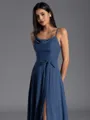 Radiant A-line Spaghetti Straps Sash/Ribbon/Belt Floor-Length Chiffon Bridesmaid Dress