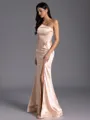 Gracious Sheath One-Shoulder Pleated Floor-Length Silk Like Satin Bridesmaid Dress