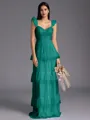 Timeless A-line Sweetheart Cascading Ruffles Floor-Length Bridesmaid Dress