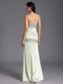 Chic Sheath Spaghetti Straps Pleated Floor-Length Silk Like Satin Corset Bridesmaid Dress