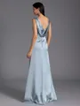 Glamorous Sheath Scoop Pleated Floor-Length Silk Like Satin Bridesmaid Dress
