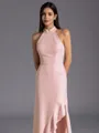 Understated A-line Halter Floor-Length Stretch Crepe Bridesmaid Dress