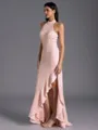 Understated A-line Halter Floor-Length Stretch Crepe Bridesmaid Dress