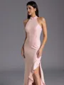 Understated A-line Halter Floor-Length Stretch Crepe Bridesmaid Dress