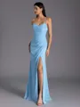 Endearing Sheath Spaghetti Straps Pleated Floor-Length Chiffon Bridesmaid Dress