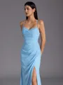 Endearing Sheath Spaghetti Straps Pleated Floor-Length Chiffon Bridesmaid Dress