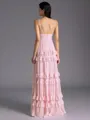 Glamorous A-line V-Neck Cascading Ruffles Floor-Length Chiffon Bridesmaid Dress