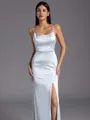 Regal Sheath Spaghetti Straps Floor-Length Silk Like Satin Bridesmaid Dress