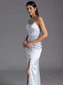Regal Sheath Spaghetti Straps Floor-Length Silk Like Satin Bridesmaid Dress