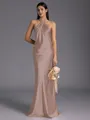 Regal Sheath Halter Pleated Floor-Length Silk Like Satin Bridesmaid Dress