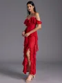 Immaculate A-line Cold Shoulder Ruffles Ankle-Length Chiffon Bridesmaid Dress
