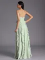 Rhythmic A-line V-Neck Ruffles Floor-Length Chiffon Bridesmaid Dress
