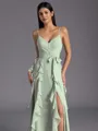Rhythmic A-line V-Neck Ruffles Floor-Length Chiffon Bridesmaid Dress