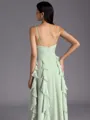 Rhythmic A-line V-Neck Ruffles Floor-Length Chiffon Bridesmaid Dress