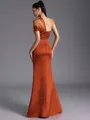 Resplendent Sheath One-Shoulder Pleated Floor-Length Satin Bridesmaid Dress