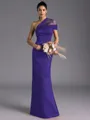 Resplendent Sheath One-Shoulder Pleated Floor-Length Satin Bridesmaid Dress