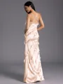 Sophisticated Sheath V-Neck Ruffles Floor-Length Silk Like Satin Bridesmaid Dress