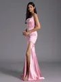 Refined Sheath Square Floor-Length Silk Like Satin Bridesmaid Dress