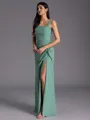 Noble Sheath Square Pleated Floor-Length Chiffon Bridesmaid Dress
