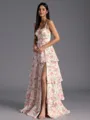 Elegant A-line Straps Cascading Ruffles Floor-Length Bridesmaid Dress