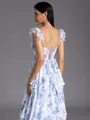 Elegant A-line Sweetheart Cascading Ruffles Floor-Length Corset Bridesmaid Dress