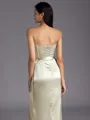 Flattering Sheath Strapless Bow Floor-Length Silk Like Satin Corset Bridesmaid Dress