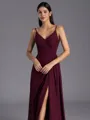 Resplendent A-line V-Neck Pleated Floor-Length Chiffon Bridesmaid Dress