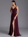Resplendent A-line V-Neck Pleated Floor-Length Chiffon Bridesmaid Dress
