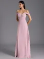 Impeccable A-line Cold Shoulder Pleated Floor-Length Chiffon Bridesmaid Dress