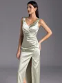 Flattering A-line/Princess Silk like Satin V-Neck Sleeveless Floor-Length Bridesmaid Dress