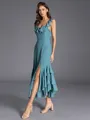 Glam A-line Square Ruffles Ankle-Length Chiffon Bridesmaid Dress