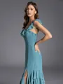 Glam A-line Square Ruffles Ankle-Length Chiffon Bridesmaid Dress