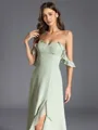 Perfect A-line Off-the-Shoulder Ruffles Floor-Length Chiffon Bridesmaid Dress