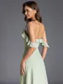 Perfect A-line Off-the-Shoulder Ruffles Floor-Length Chiffon Bridesmaid Dress