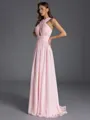 Trendy A-line Halter Pleated Floor-Length Chiffon Bridesmaid Dress
