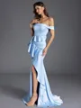 Fashion Sheath Off-the-Shoulder Ruffles Floor-Length Charmeuse Bridesmaid Dress
