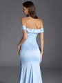 Fashion Sheath Off-the-Shoulder Ruffles Floor-Length Charmeuse Bridesmaid Dress
