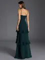 Unique A-line V-Neck Cascading Ruffles Floor-Length Chiffon Bridesmaid Dress