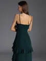 Unique A-line V-Neck Cascading Ruffles Floor-Length Chiffon Bridesmaid Dress