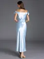 Hot Sheath Off-the-Shoulder Bow Ankle-Length Silk like Satin Bridesmaid Dress