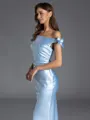 Hot Sheath Off-the-Shoulder Bow Ankle-Length Silk like Satin Bridesmaid Dress