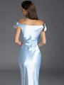Hot Sheath Off-the-Shoulder Bow Ankle-Length Silk like Satin Bridesmaid Dress