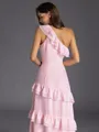 Exquisite A-line One-Shoulder Cascading Ruffles Floor-Length Chiffon Bridesmaid Dress