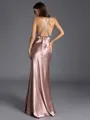 Elegant Sheath V-Neck Floor-Length Silk like Satin Bridesmaid Dress